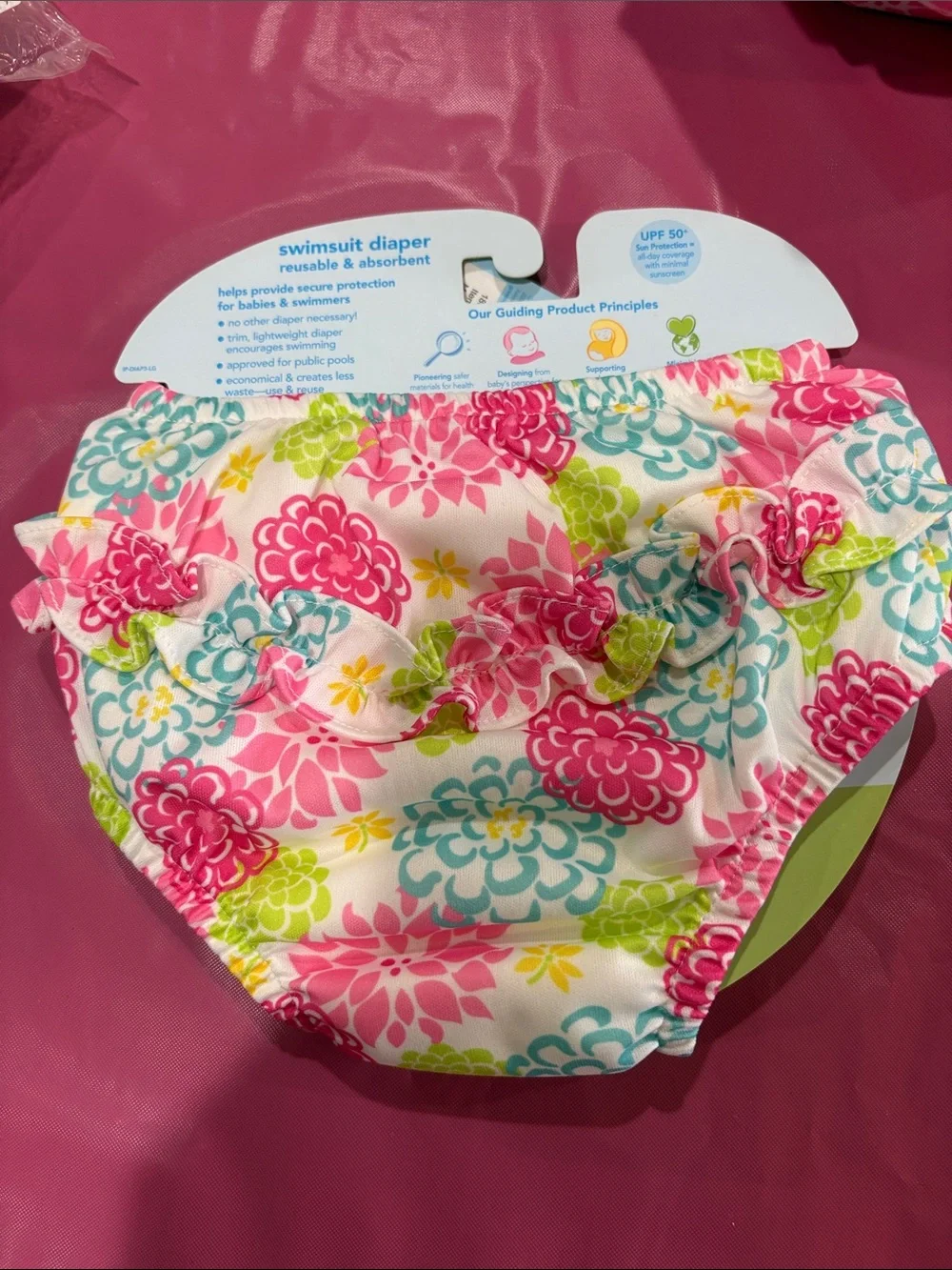 i play Floral Reusable Swim Diaper - Pink Green Blue